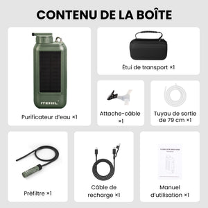 Liste des filtres et accessoires du mini système de filtration d’eau ITEHIL.